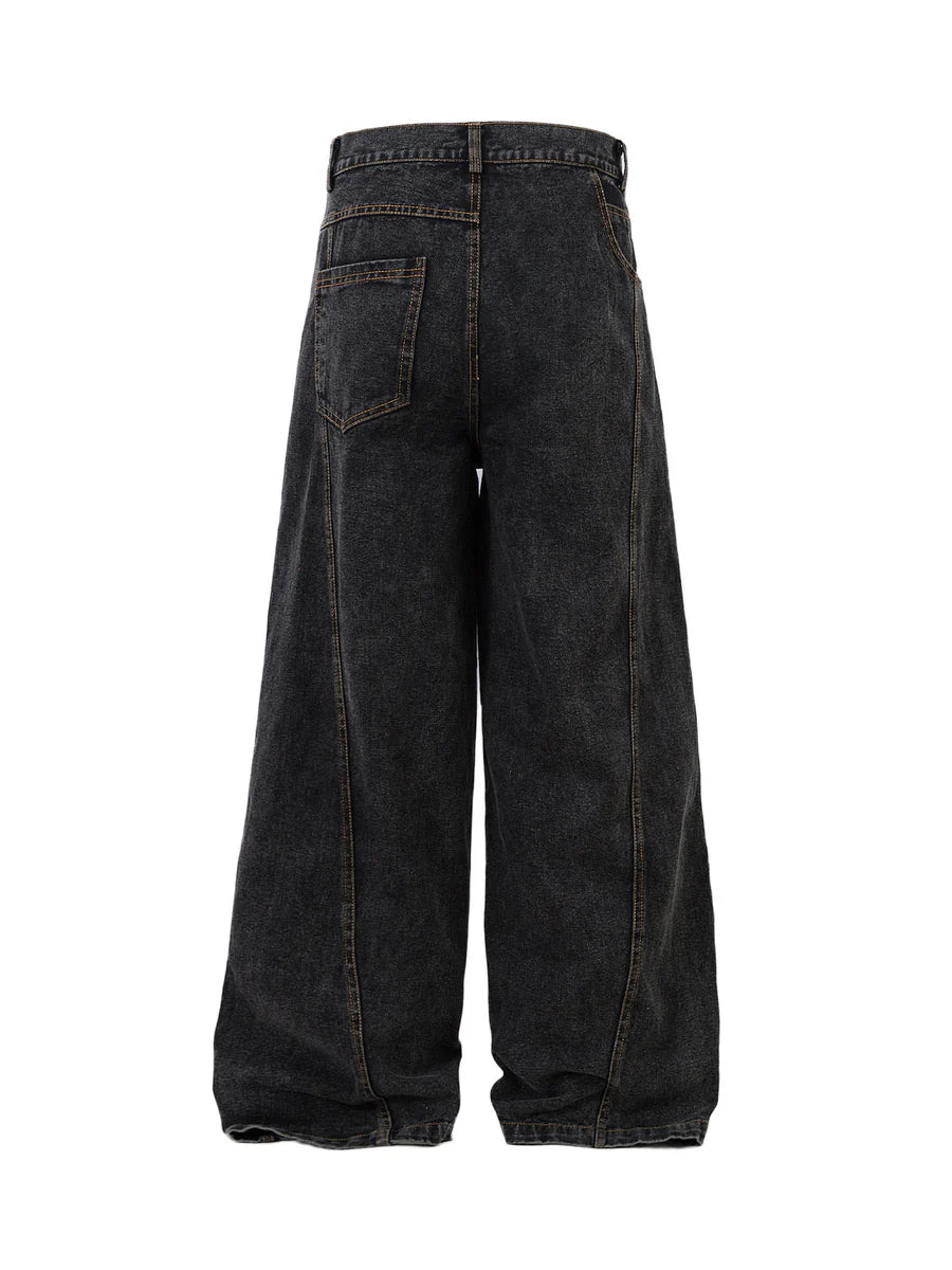 Washed Distressed Deconstructed Split Jeans