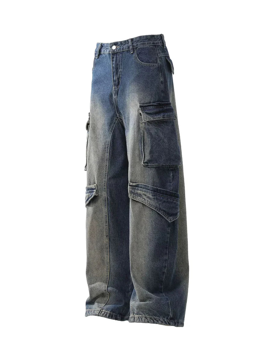 Heavy Washed Workwear Baggy Barrel Jeans - 2337