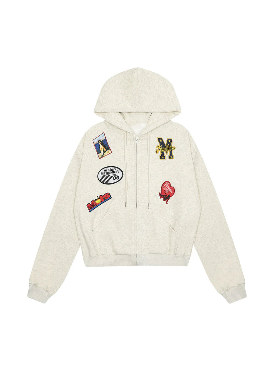 Retro Badge Embroidery Hoodie