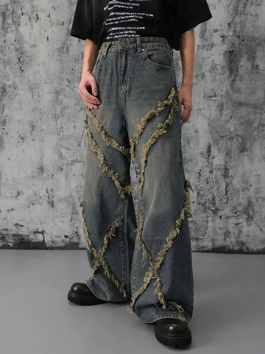 High Street Hip Hop Washed Distressed Jeans - 2069