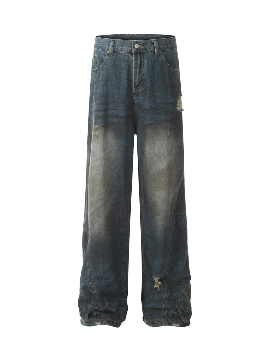 Dirty Dyed Washed Straight Jeans