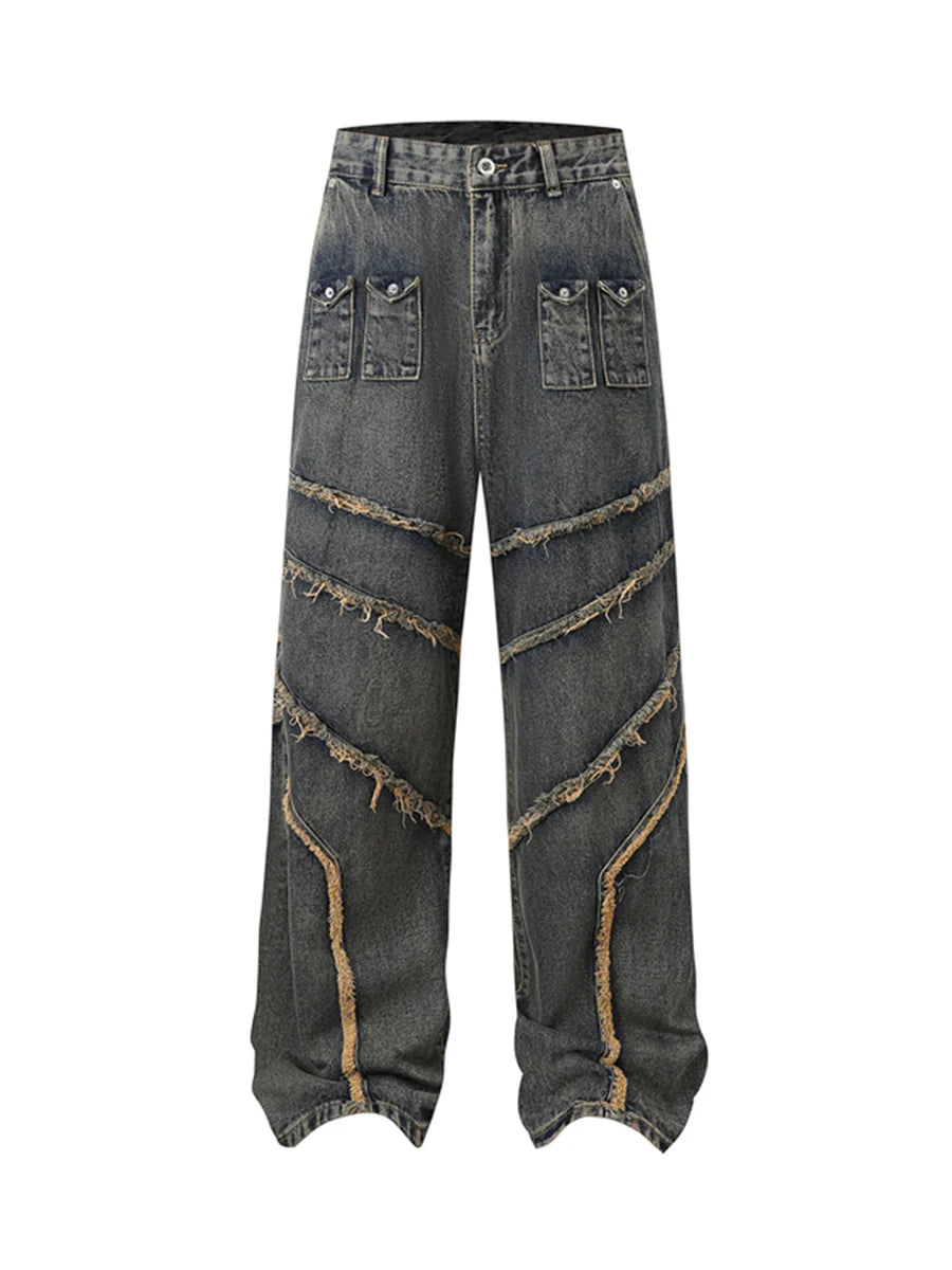 Distressed Raw Edge Jeans