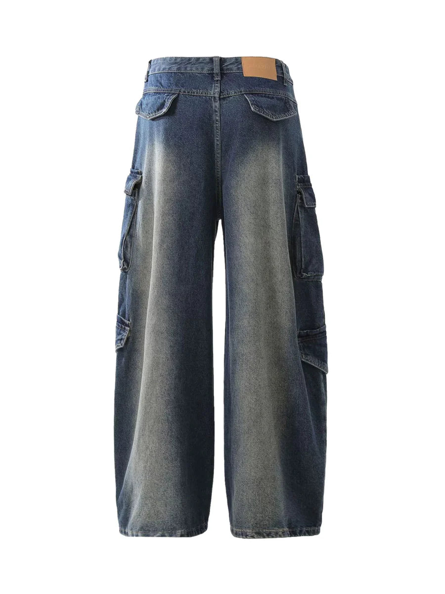 Heavy Washed Workwear Baggy Barrel Jeans - 2337