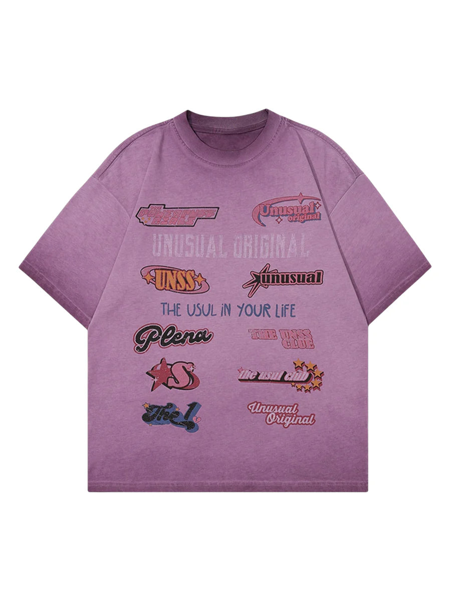 American-style sticker pattern cuttable T-shirt - 1510